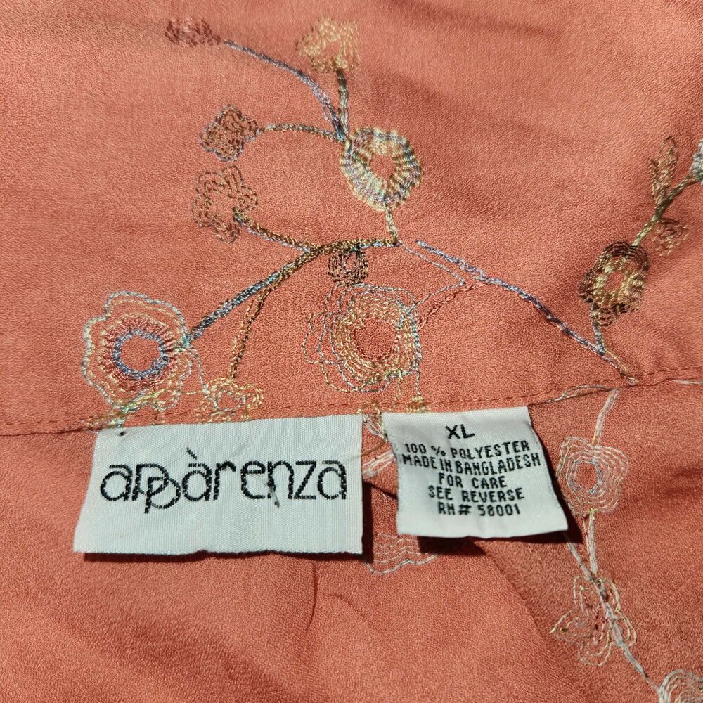 Apparenza Rust Embroidered Button Front Blouse Lo… - image 2